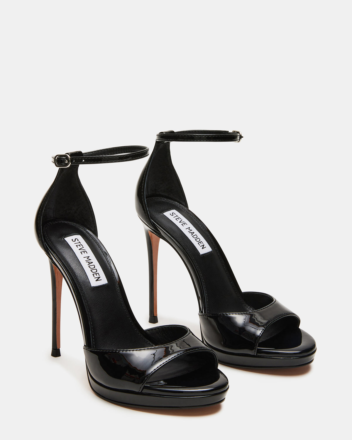 WILEY Black Patent Women's Open Toe Stiletto Heel Steve Madden BLACK PATENT