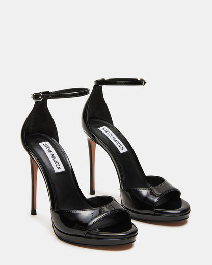 WILEY Black Patent Women's Open Toe Stiletto Heel Steve Madden BLACK PATENT