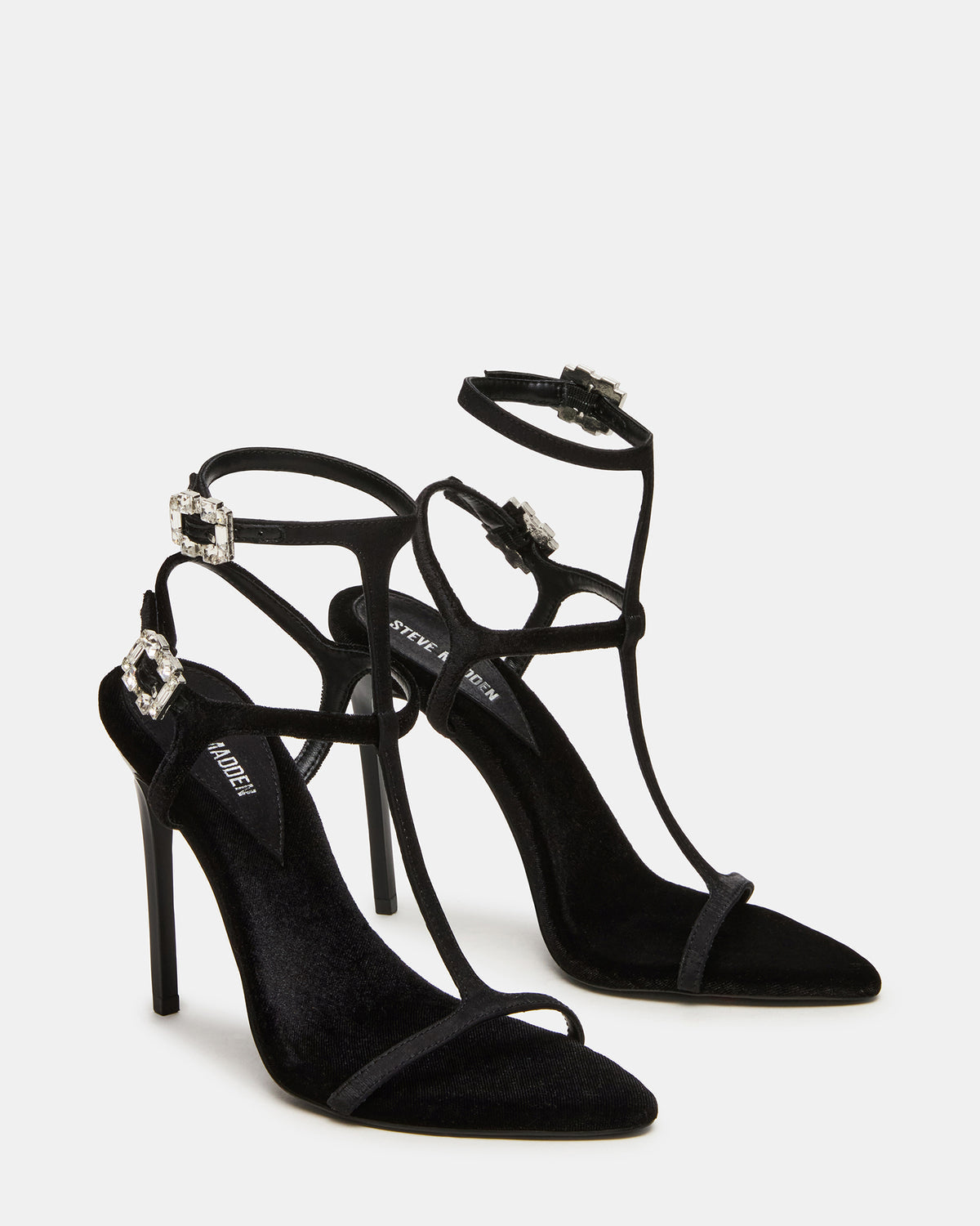 SALMA Black Multi Stiletto Strappy Open-Toe Ankle Strap Women's Heel Steve Madden BLACK MULTI