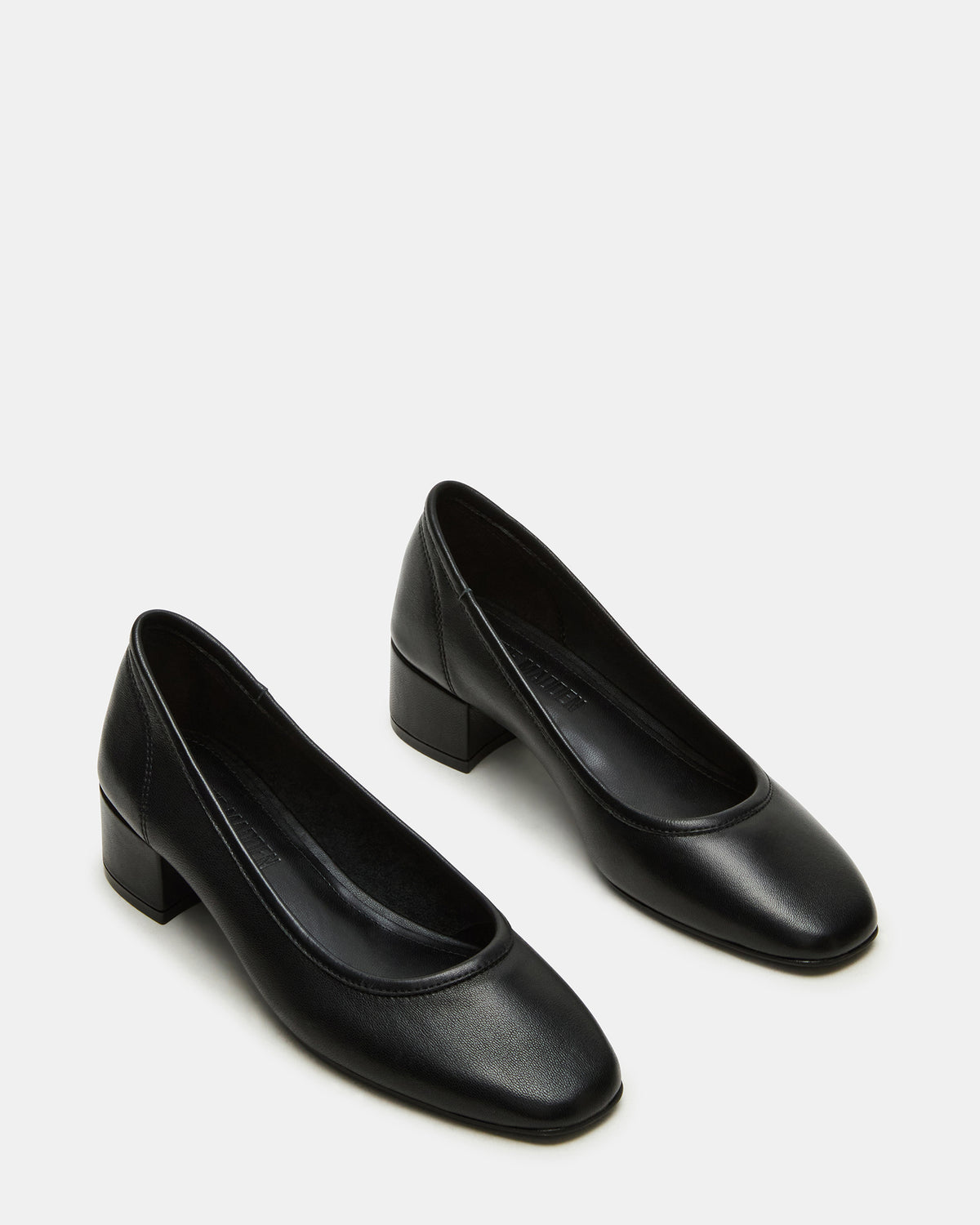 MOLLIE Black Leather Ballet Block Heels Steve Madden BLACK LEATHER