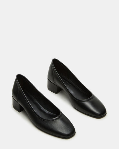 MOLLIE Black Leather Ballet Block Heels Steve Madden BLACK LEATHER