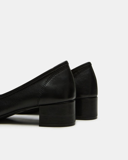 MOLLIE Black Leather Ballet Block Heels Steve Madden BLACK LEATHER