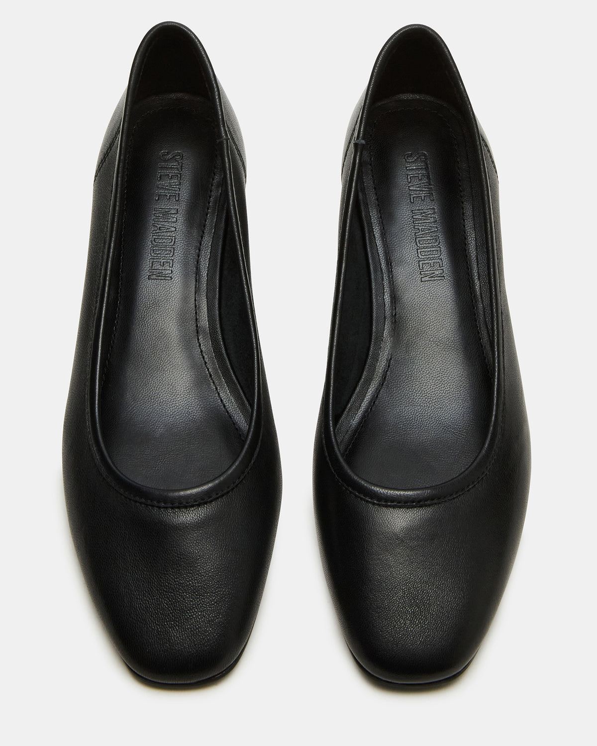MOLLIE Black Leather Ballet Block Heels Steve Madden BLACK LEATHER