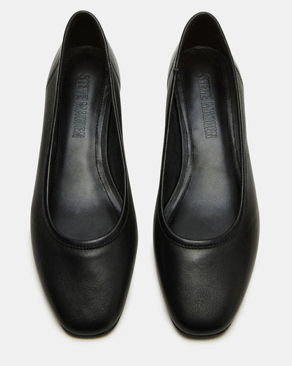 MOLLIE Black Leather Ballet Block Heels Steve Madden BLACK LEATHER