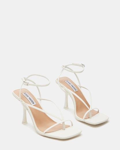 ANNIE White Women's Strappy Square Toe Heel Steve Madden WHITE