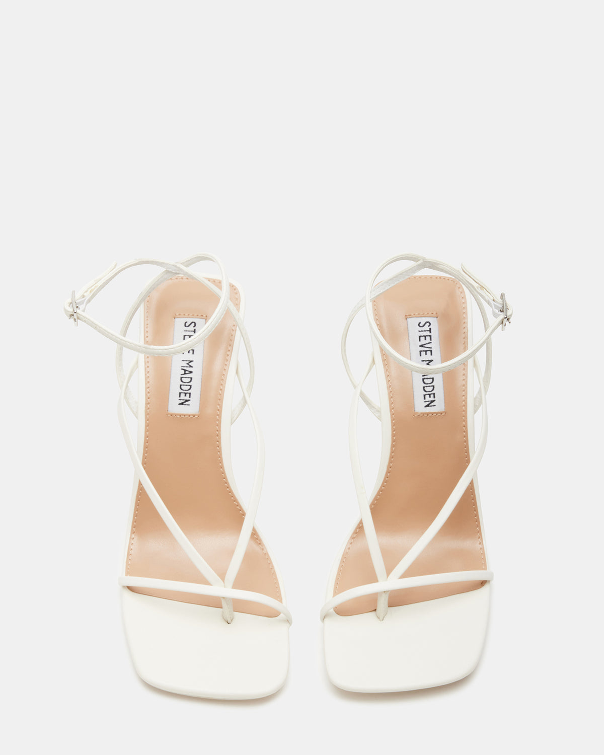 ANNIE White Women's Strappy Square Toe Heel Steve Madden WHITE