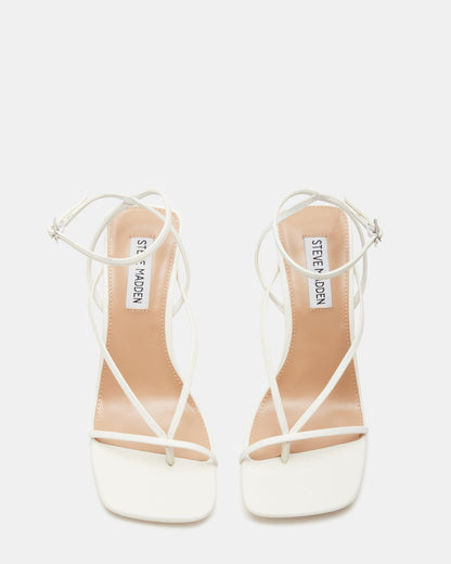 ANNIE White Women's Strappy Square Toe Heel Steve Madden WHITE