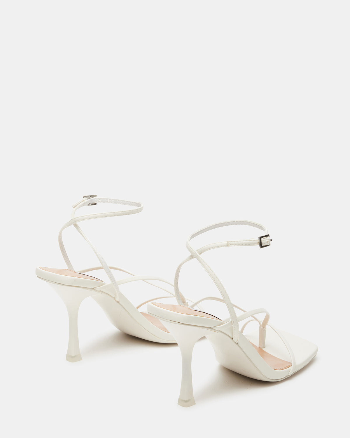 ANNIE White Women's Strappy Square Toe Heel Steve Madden WHITE