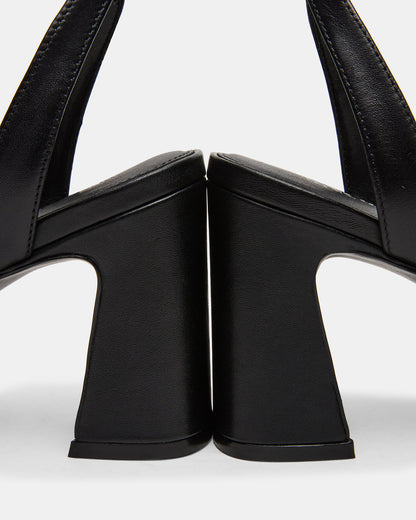 LARAH Black Leather Rounded Toe Block Heel Women's Heel Steve Madden BLACK LEATHER