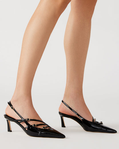 LIANA Black Patent Women's Slingback Pointed-Toe Low Heel Steve Madden BLACK PATENT