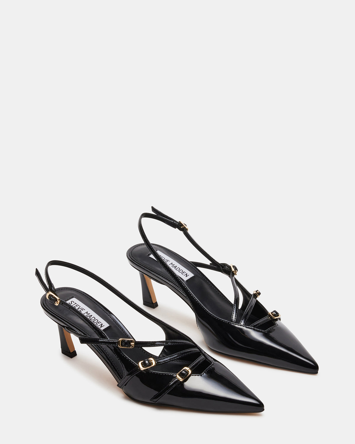 LIANA Black Patent Women's Slingback Pointed-Toe Low Heel Steve Madden BLACK PATENT