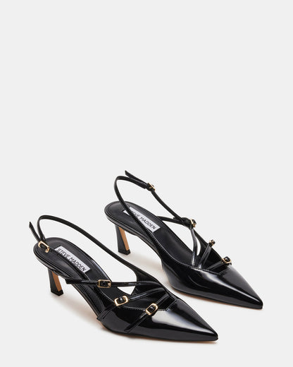 LIANA Black Patent Women's Slingback Pointed-Toe Low Heel Steve Madden BLACK PATENT
