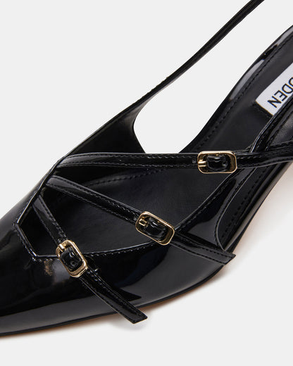 LIANA Black Patent Women's Slingback Pointed-Toe Low Heel Steve Madden BLACK PATENT