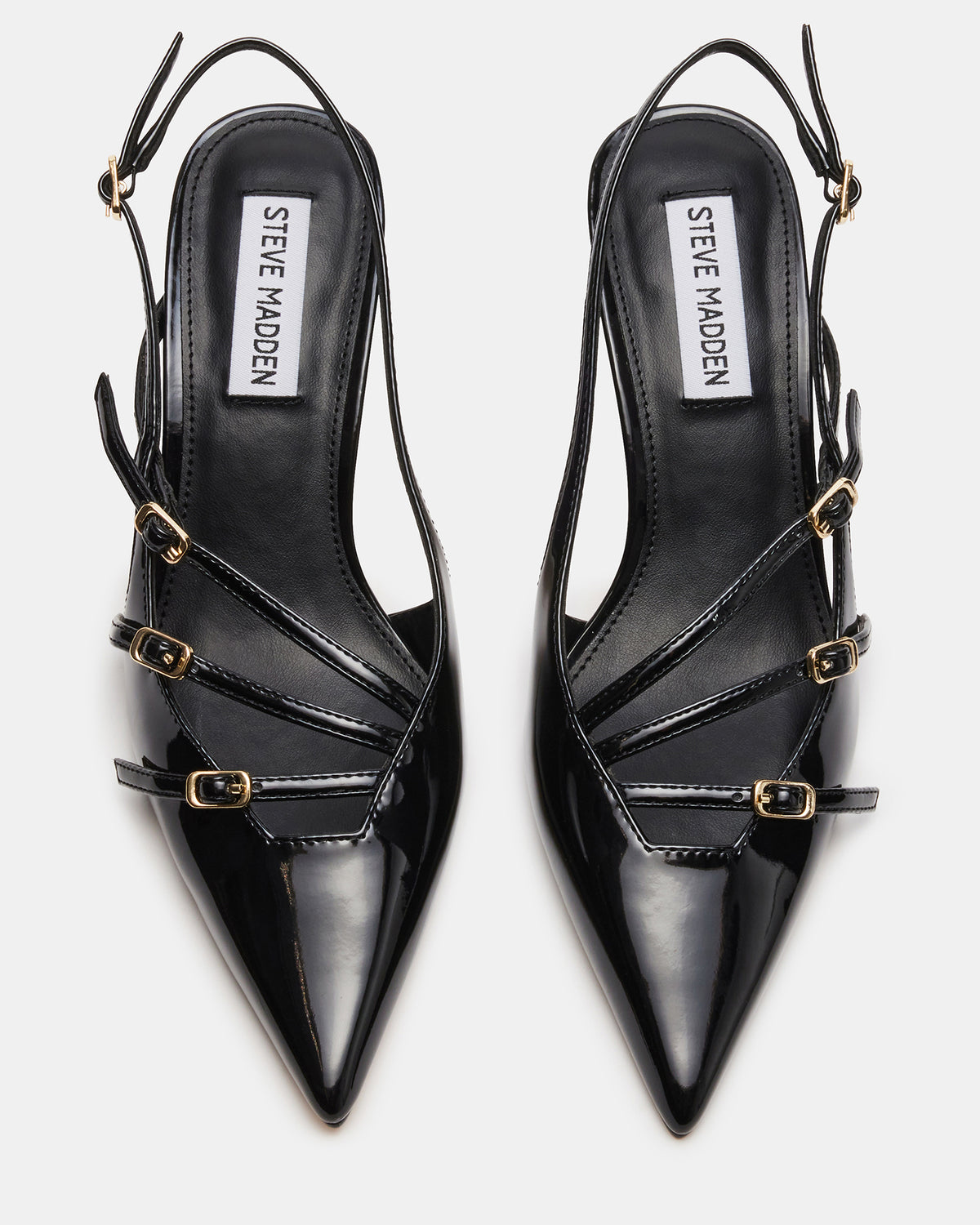 LIANA Black Patent Women's Slingback Pointed-Toe Low Heel Steve Madden BLACK PATENT