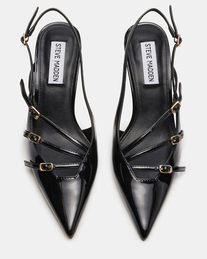 LIANA Black Patent Women's Slingback Pointed-Toe Low Heel Steve Madden BLACK PATENT