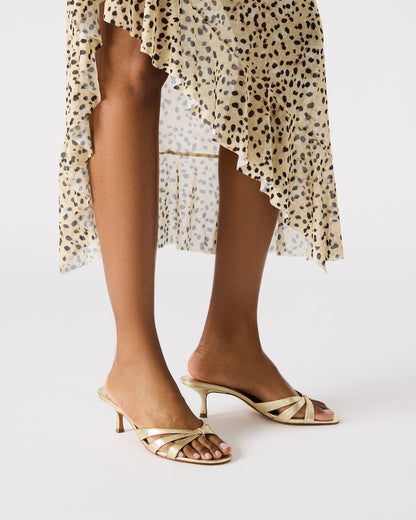 CARY Gold Leather Square-Toe Strappy Mule Women's Heel Steve Madden GOLD LEATHER