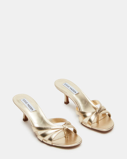 CARY Gold Leather Square-Toe Strappy Mule Women's Heel Steve Madden GOLD LEATHER