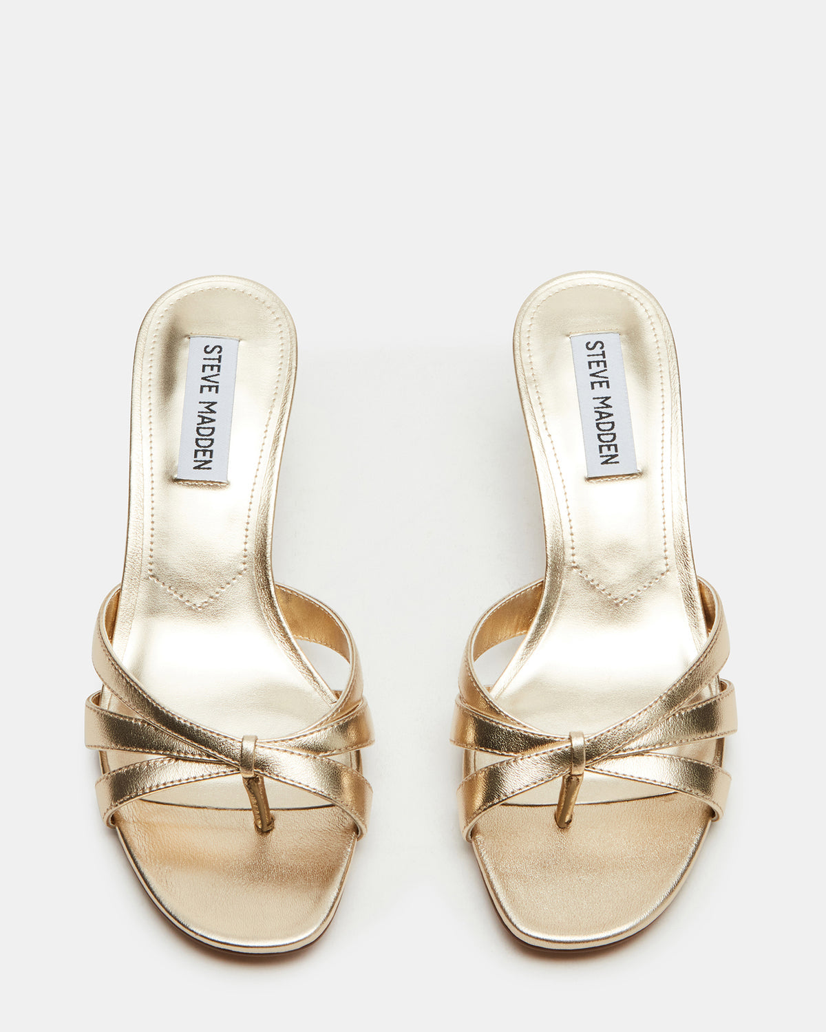 CARY Gold Leather Square-Toe Strappy Mule Women's Heel Steve Madden GOLD LEATHER