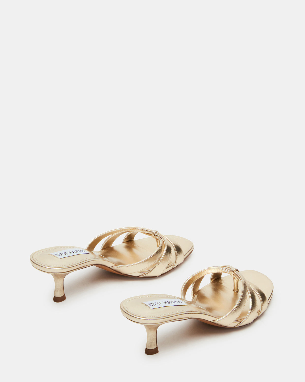 CARY Gold Leather Square-Toe Strappy Mule Women's Heel Steve Madden GOLD LEATHER
