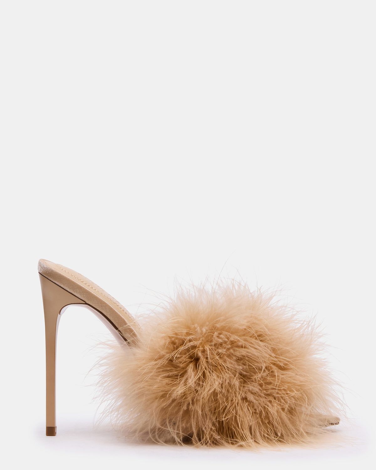 ASHBEY Tan Multi Pointed-Toe Feather Mule Stiletto Women's Heel Steve Madden TAN MULTI