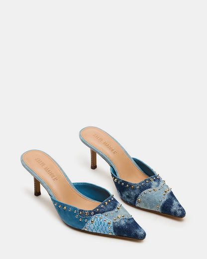 ALEXI Denim Multi Studs Pointed-Toe Mule Women's Heel Steve Madden DENIM MULTI