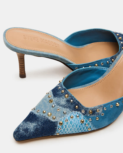 ALEXI Denim Multi Studs Pointed-Toe Mule Women's Heel Steve Madden DENIM MULTI