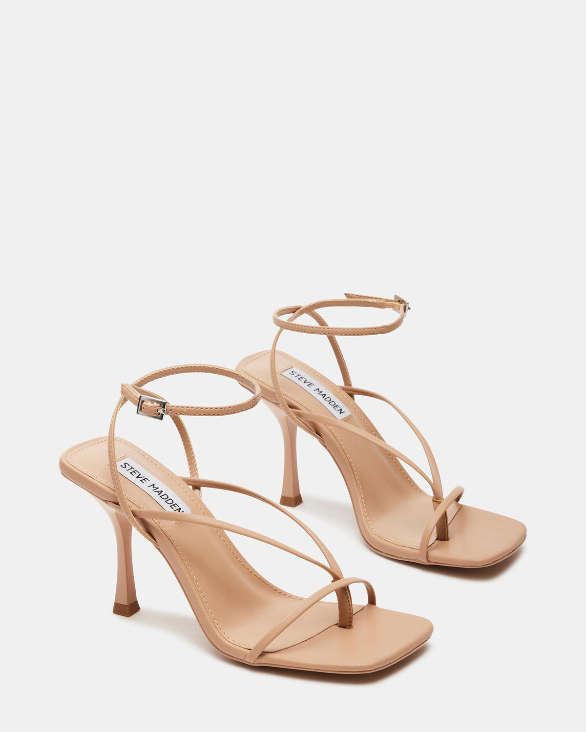 ANNIE Natural Women's Strappy Square Toe Heel Steve Madden NATURAL