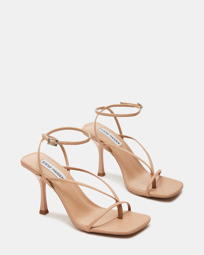 ANNIE Natural Women's Strappy Square Toe Heel Steve Madden NATURAL