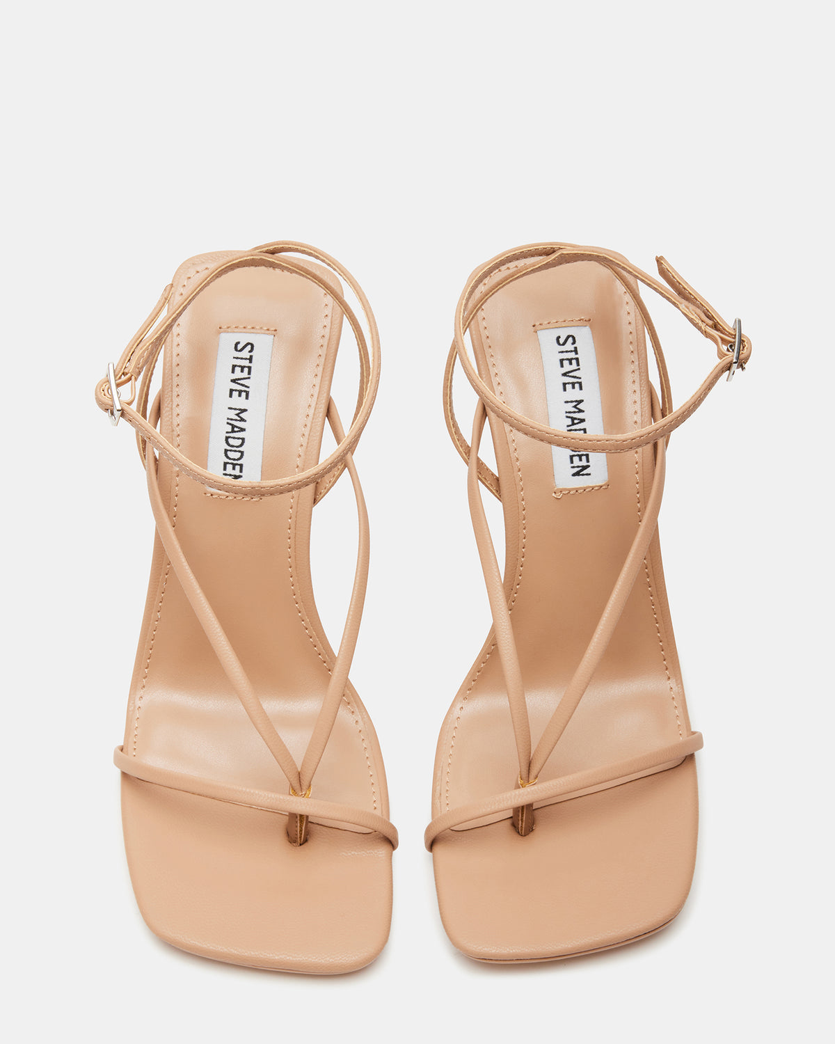 ANNIE Natural Women's Strappy Square Toe Heel Steve Madden NATURAL