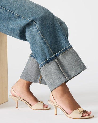 HENRIETTA Bone Leather Slingback Square-Toe Women's Heel Steve Madden BONE LEATHER