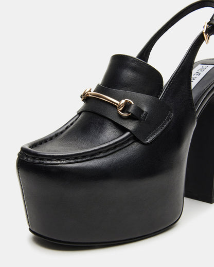 QUINN Black Leather Platform Slingback Heel | Women's Heels Steve Madden BLACK LEATHER