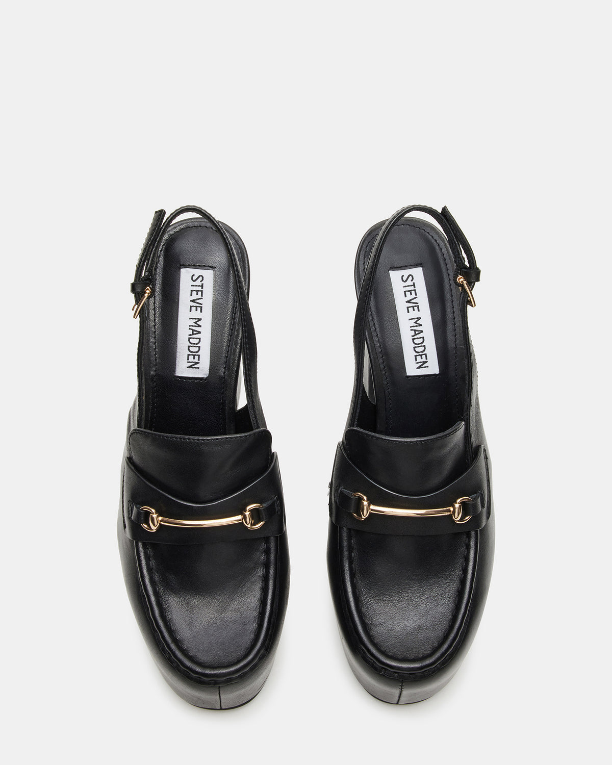QUINN Black Leather Platform Slingback Heel | Women's Heels Steve Madden BLACK LEATHER