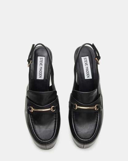 QUINN Black Leather Platform Slingback Heel | Women's Heels Steve Madden BLACK LEATHER