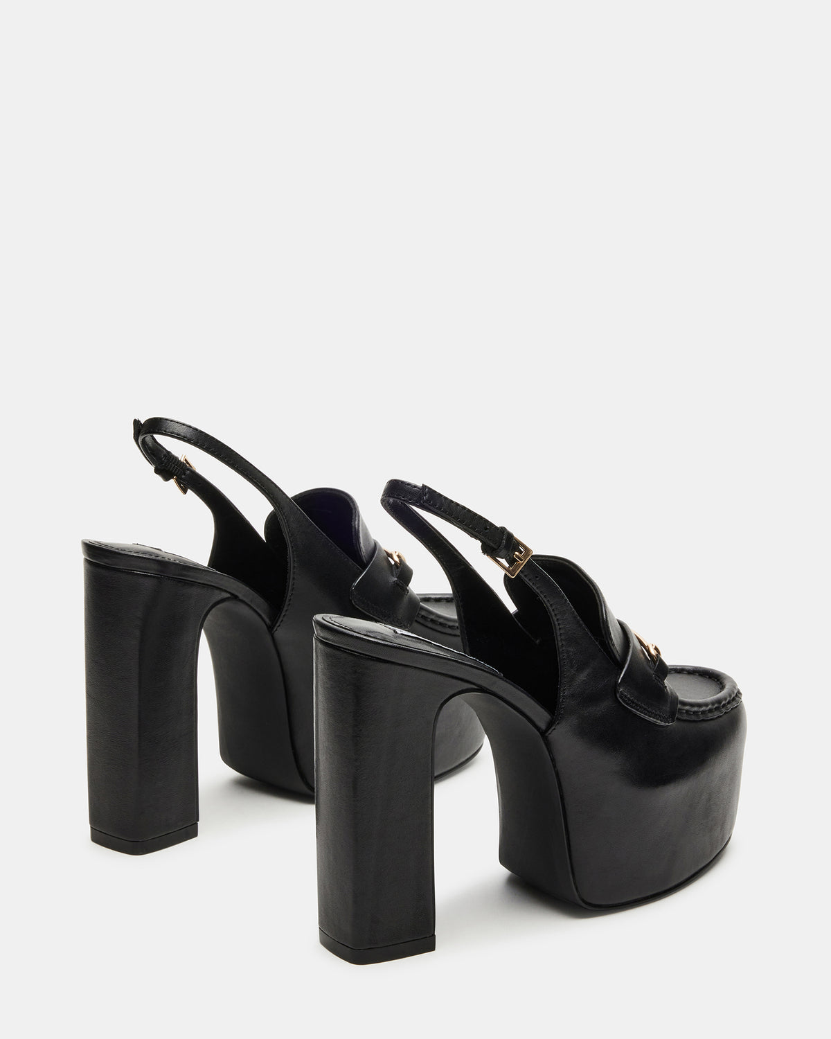 QUINN Black Leather Platform Slingback Heel | Women's Heels Steve Madden BLACK LEATHER