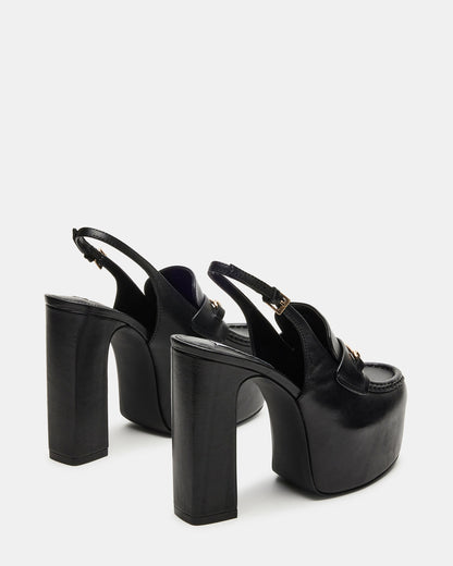 QUINN Black Leather Platform Slingback Heel | Women's Heels Steve Madden BLACK LEATHER