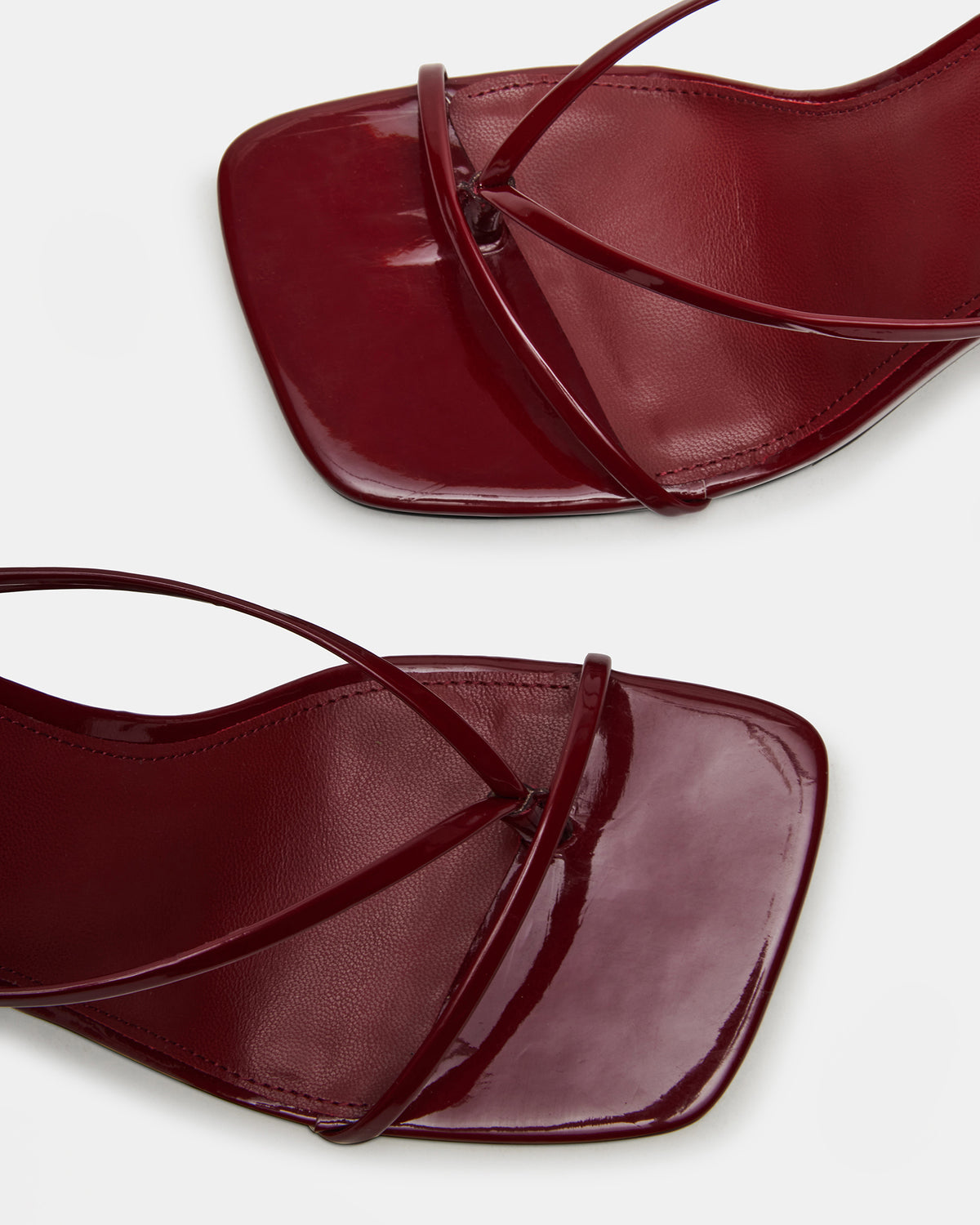 ANNIE Wine Women's Strappy Square Toe Heel Steve Madden WINE PATENT