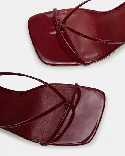 ANNIE Wine Women's Strappy Square Toe Heel Steve Madden WINE PATENT