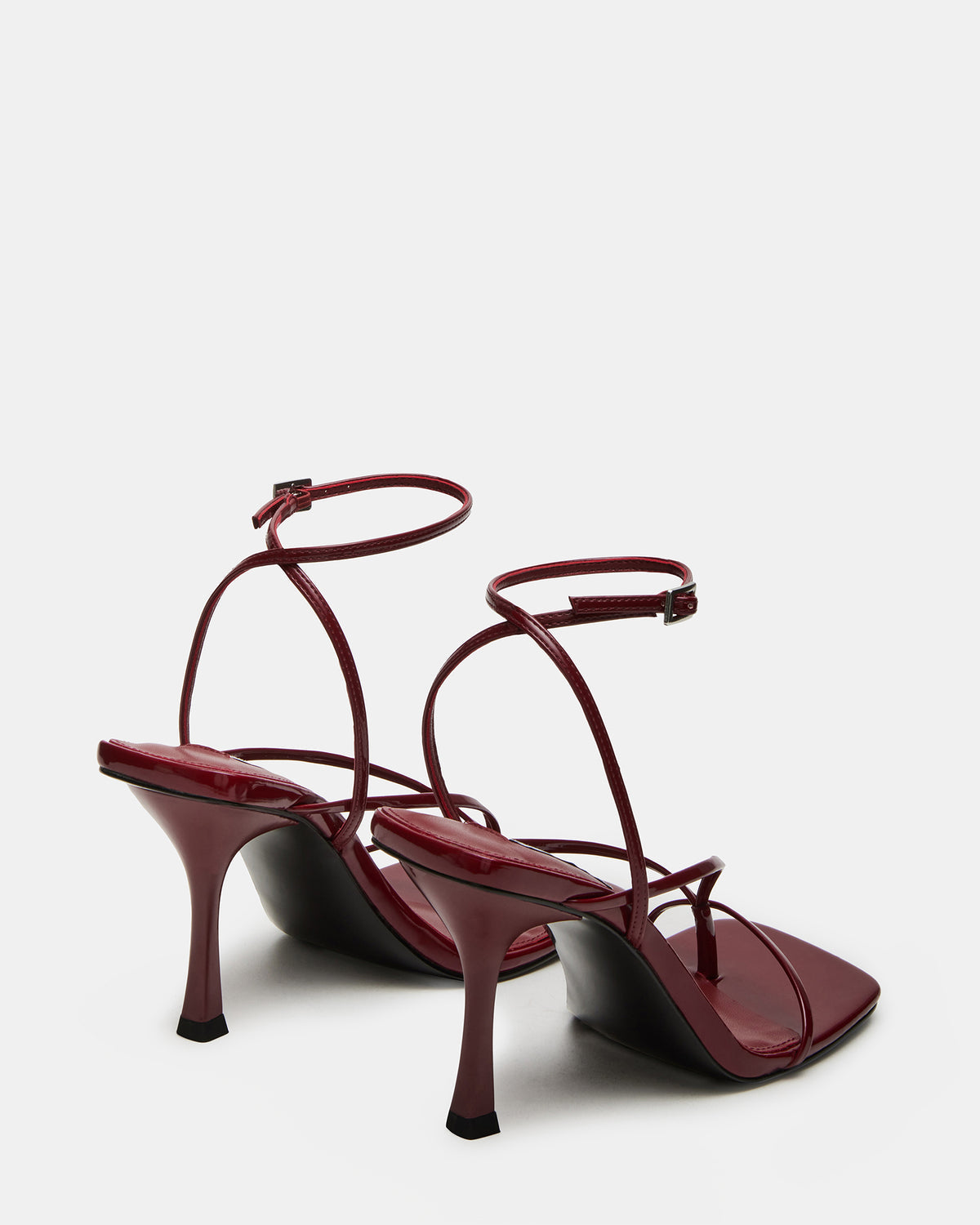 ANNIE Wine Women's Strappy Square Toe Heel Steve Madden WINE PATENT