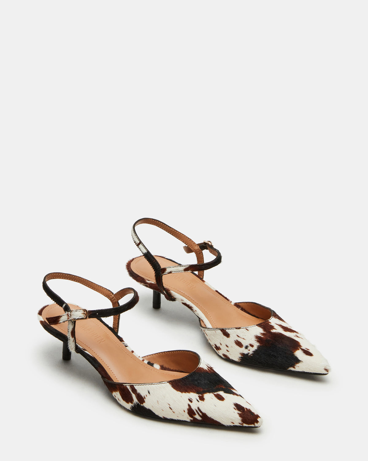 ADELAIDE Brown Cow Print Women's Pointed-Toe Kitten Heel Steve Madden BROWN MULTI