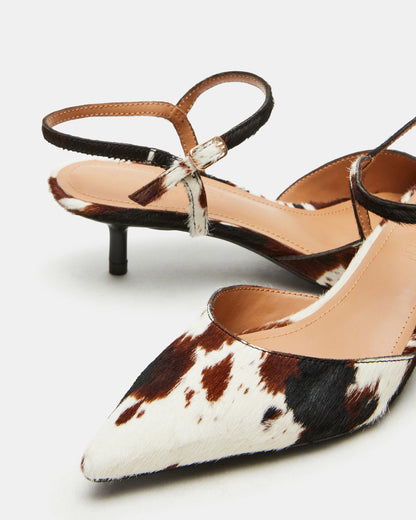 ADELAIDE Brown Cow Print Women's Pointed-Toe Kitten Heel Steve Madden BROWN MULTI
