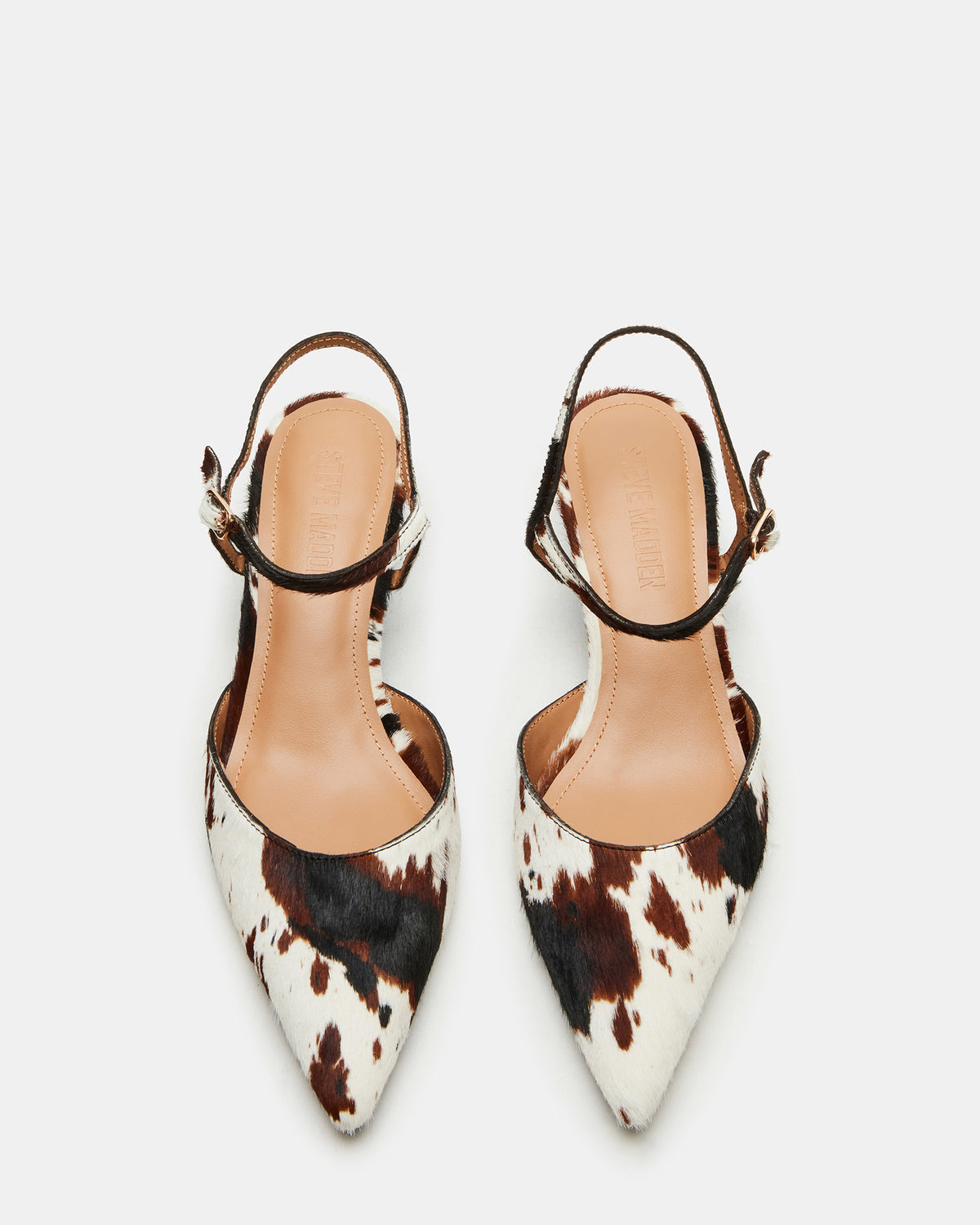 ADELAIDE Brown Cow Print Women's Pointed-Toe Kitten Heel Steve Madden BROWN MULTI