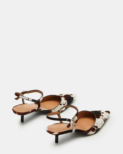 ADELAIDE Brown Cow Print Women's Pointed-Toe Kitten Heel Steve Madden BROWN MULTI