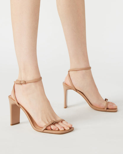 AILENE Tan Leather Square Toe Dress Sandal | Women's Heels Steve Madden TAN LEATHER