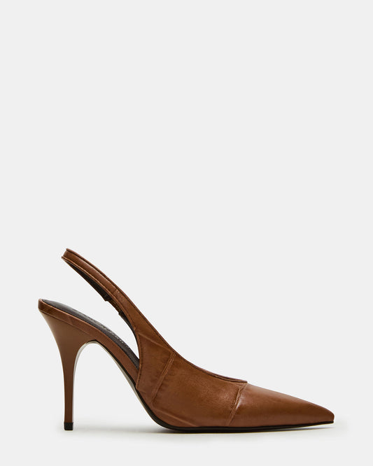ANDROMEDA Tan Crocodile Slingback Pointed-Toe Stiletto Pump Women's Heel