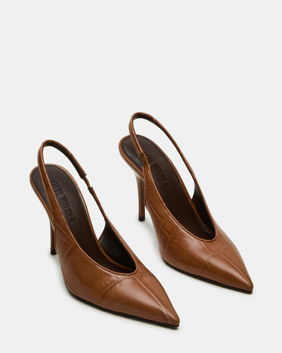 ANDROMEDA Tan Crocodile Slingback Pointed-Toe Stiletto Pump Women's Heel Steve Madden TAN CROCODILE