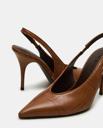 ANDROMEDA Tan Crocodile Slingback Pointed-Toe Stiletto Pump Women's Heel Steve Madden TAN CROCODILE