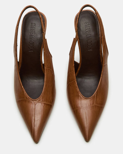 ANDROMEDA Tan Crocodile Slingback Pointed-Toe Stiletto Pump Women's Heel Steve Madden TAN CROCODILE