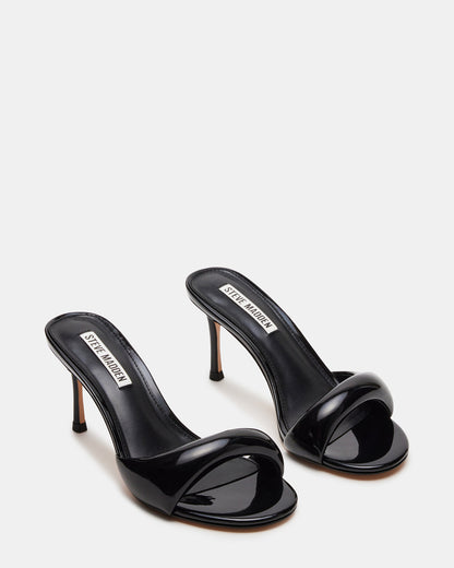 KIERAN Black Patent Mule Heel | Women's Heels Steve Madden BLACK PATENT