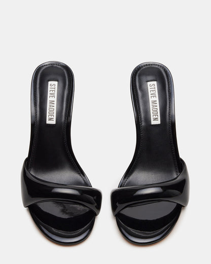 KIERAN Black Patent Mule Heel | Women's Heels Steve Madden BLACK PATENT