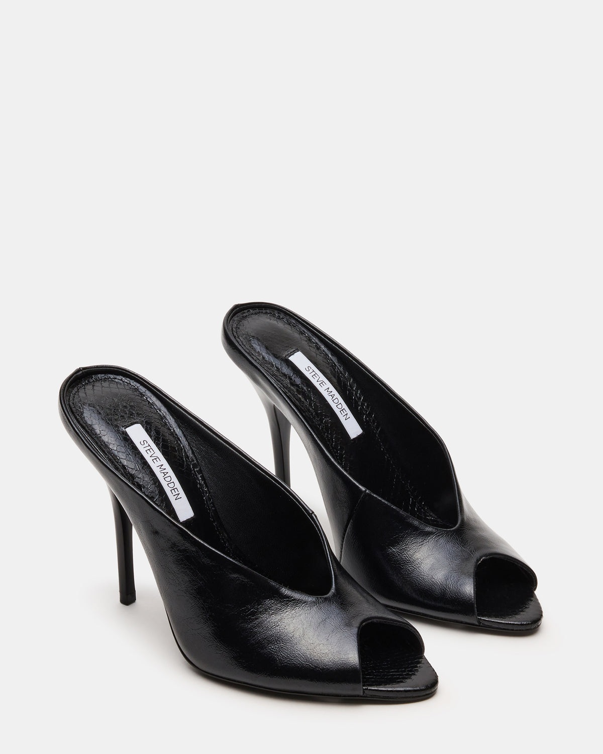 AGAZE Black Peep-Toe Stiletto Women's Heel Steve Madden BLACK